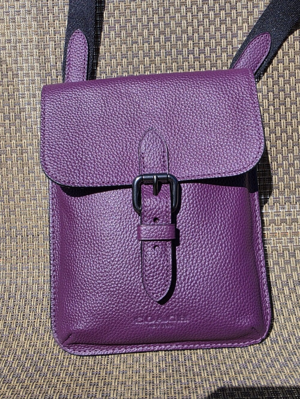 Coach Pebbled Leather Cell Phone Crossbody Bag in Deep Purple - Picture 3 of 9